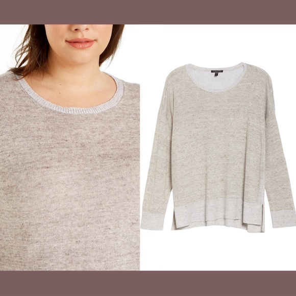NWT Eileen Fisher Organic Linen Sweater in Heather‎ Moon [ PLUS SIZE 3X ] - Picture 2 of 12